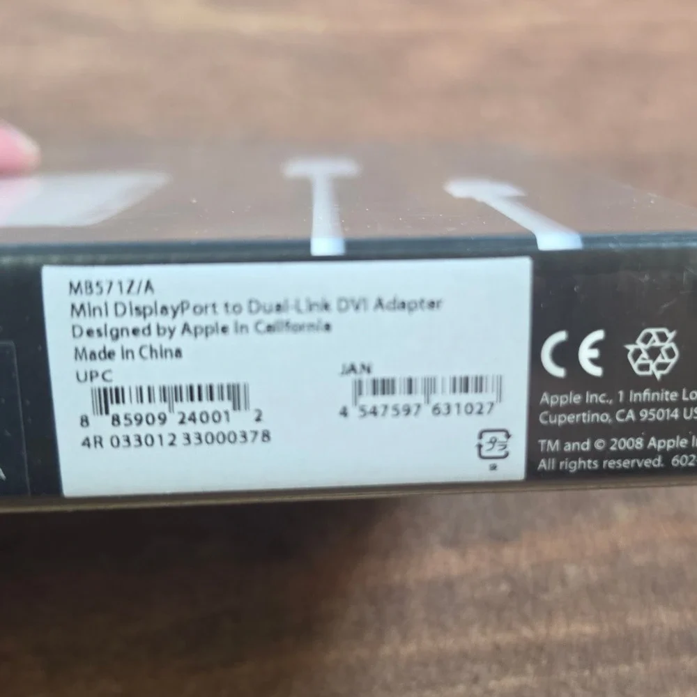 Apple Mini DisplayPort to Dual-Link DVI Adapter MB571Z/A White Sealed High Res